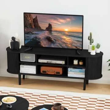 Modern NVETHM TV Stand with Sliding Door and Storage