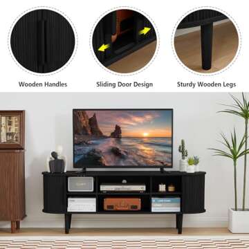 Modern NVETHM TV Stand with Sliding Door and Storage