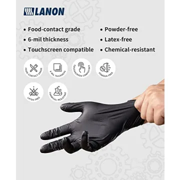 LANON 6-mil Nitrile Disposable Gloves - Food Safe Protection