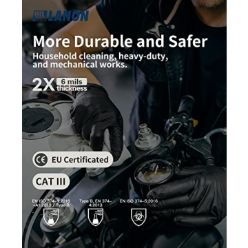 LANON 6-mil Nitrile Disposable Gloves - Food Safe Protection