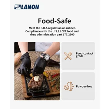 LANON 6-mil Nitrile Disposable Gloves - Food Safe Protection