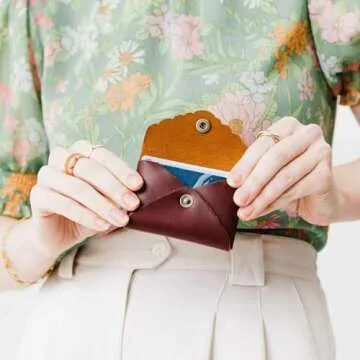 Portland Leather Goods Mini Daisy Wallet for Women – Handmade from from the Finest Full-Grain Hides – Features Envelope Design with Snap Closure – Cognac