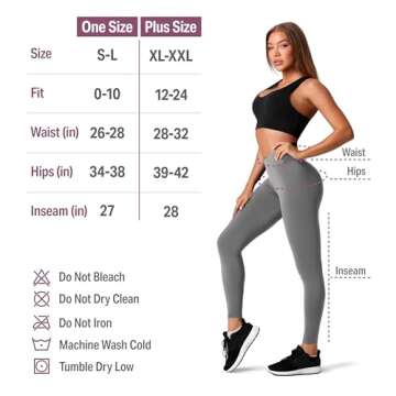 SATINA Women's High Waisted Leggings - Yoga, Workout, Casual Pants for Regular & Plus Size - Gray