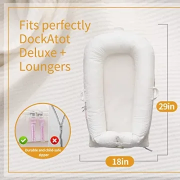 Corduroy Baby Lounger Cover for Dockatot Deluxe + | 100% Cotton Hypoallergenic Newborn Premium Quality Spare Cover(Cover Only) (White)