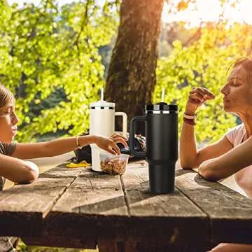 METRICCHIMP 40 oz Tumbler With Handle and Straw Lid Insulated Reusable Stainless Steel Water Bottle Travel Mug Iced Coffee Cup for Hot Cold Beverages with