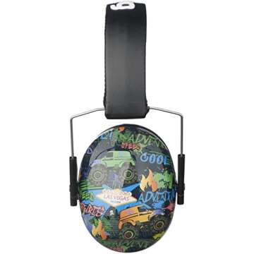 Snug Kids Ear Protection - Noise Cancelling Sound Proof Earmuffs/Headphones for Toddlers, Children & Adults (Monster Trucks)