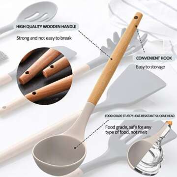 Silicone Cooking Utensils Kitchen Utensil Set, AIKKIL 32pcs Non-stick Kitchen Cooking Utensil Spatul...
