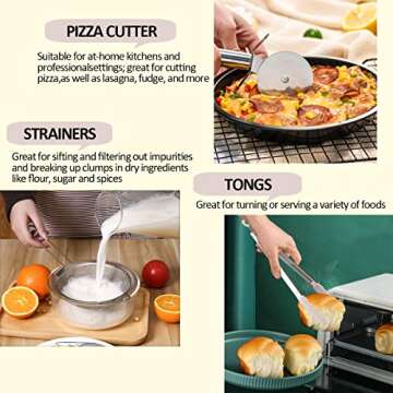 Silicone Cooking Utensils Kitchen Utensil Set, AIKKIL 32pcs Non-stick Kitchen Cooking Utensil Spatula Set with Holder, Heat Resistant Wooden Handle Khaki Kitchen Gadgets Tools Set