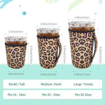 AJLTPA Iced Coffee Sleeve Insulator Sleeves for Cold Drinks Beverages, 3 Pack Reusable Neoprene Cup ...