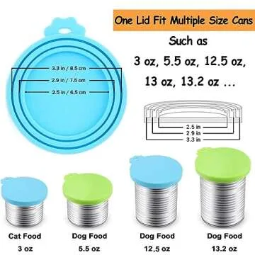 Comtim Pet Food Can Cover Silicone Can Lids for Dog and Cat Food(Universal Size,One fit 3 Standard Size Food Cans),Blue and Green