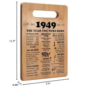 75th Birthday Gifts for Women Men, 1949 Birthday Gifts for Her Him, 75 Years Old Gifts, 75th Birthday Gift Ideas, 75th Birthday Decorations for Women Men, Back in 1949 Cutting Board Gifts