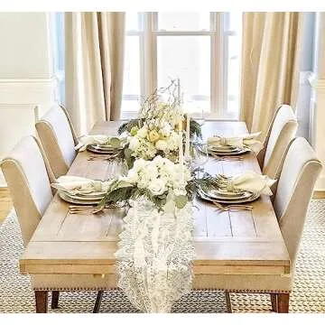 Elegant 3 Pcs White Lace Table Runners for Weddings