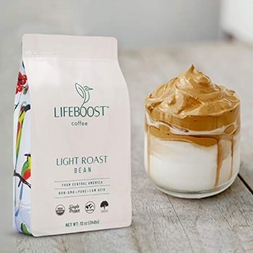 Lifeboost Light Roast Organic Coffee Beans for Gentle Enjoyment