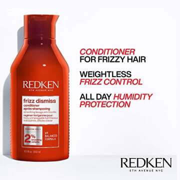 Redken Frizz Dismiss Shampoo, Conditioner and Rebel Tame Treatment Set For Frizzy Hair - Smooths Hair and Manages Frizz