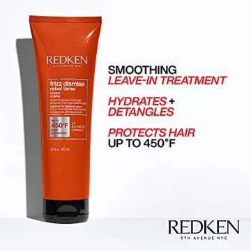 Redken Frizz Dismiss Shampoo, Conditioner and Rebel Tame Treatment Set For Frizzy Hair - Smooths Hair and Manages Frizz