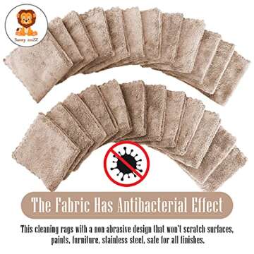Sunny zzzZZ 24 Pack Kitchen Dishcloths - Does Not Shed Fluff - Reusable Dish Towels, Dish Cloths, Super Absorbent Coral Fleece Cleaning Cloths, Nonstick Oil Washable Fast Drying, 10 x 10 Inch (Brown)