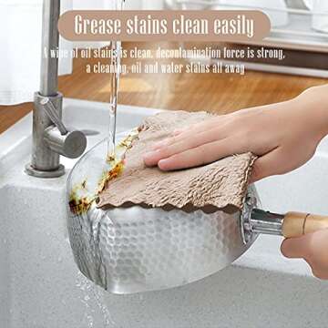 Sunny zzzZZ 24 Pack Kitchen Dishcloths - Does Not Shed Fluff - Reusable Dish Towels, Dish Cloths, Super Absorbent Coral Fleece Cleaning Cloths, Nonstick Oil Washable Fast Drying, 10 x 10 Inch (Brown)