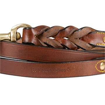 Soft Touch Collars Leather Braided Dog Leash, Brown 6ft x 3/4 Inch, Naturally Tanned 6 Foot Full Grain Leather Lead