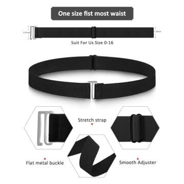 SATINIOR 2/3/4 Pack Women Elastic Stretch Belt Invisible Belts with Flat Buckle for Jeans Pants Dres...
