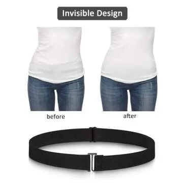 SATINIOR 2/3/4 Pack Women Elastic Stretch Belt Invisible Belts with Flat Buckle for Jeans Pants Dresses(Black,2 Pack)