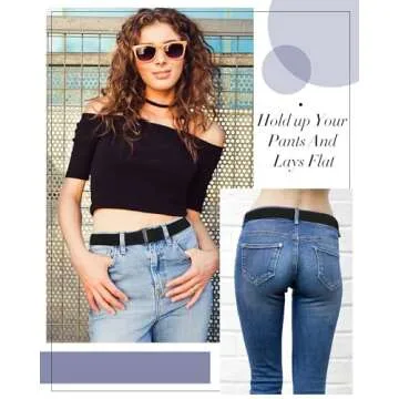 SATINIOR 2/3/4 Pack Women Elastic Stretch Belt Invisible Belts with Flat Buckle for Jeans Pants Dresses(Black,2 Pack)