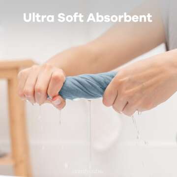 Comfy Cubs Muslin Baby Washcloths 10 Pack - Soft 6-Layer Cotton Wash Cloths for Sensitive Skin - 10"x10" Large, Gentle, Absorbent Infant Essentials for Newborn and Toddlers - (Pacific Blue)