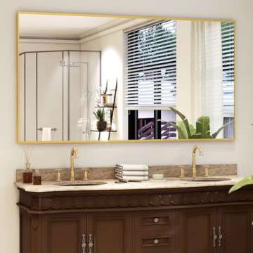 Easly Full Length Mirror with Stand 34"x76" Full Body Mirror Floor Mirror Standing Hanging or Leaning Wall, Wall Mirror with Stand Aluminum Alloy Frame for Living Room Bedroom Cloakroom,Gold