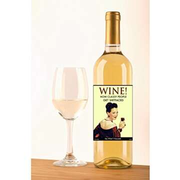 Funny Retro Vintage Themed Liquid Therapy Wine Bottle Labels - Set of 8 Wine Bottle Labels - 5 Inch X 4 Inch