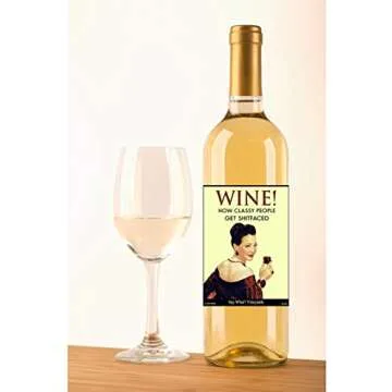 Funny Retro Vintage Themed Liquid Therapy Wine Bottle Labels - Set of 8 Wine Bottle Labels - 5 Inch X 4 Inch