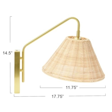 Creative Co-Op Rattan Metal Wall Sconce Modern Design