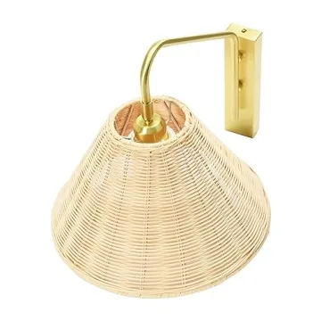 Creative Co-Op Rattan Metal Wall Sconce Modern Design