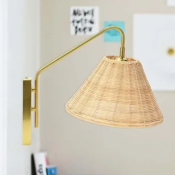 Creative Co-Op Rattan Metal Wall Sconce Modern Design