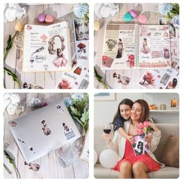 Dizdkizd Journaling Sticker Book for Adults, 278 Pre-Cut Fashion Girl Aesthetic Sticker, PET & Paper Scrapbooking Bullet Journal Supplies, Planner Sticker for Women