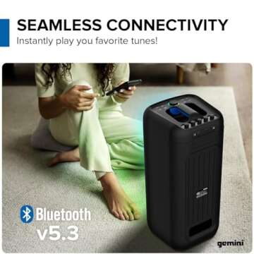 Gemini Sound GGO-2650L Portable Bluetooth Boombox - 200W Dual 6.5" Woofers, LED Party Lighting, TWS Pairing, Wireless Mic, USB, Aux, Rechargeable Battery, 9hr Play Time