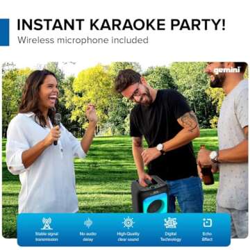 Gemini Sound GGO-2650L Portable Bluetooth Boombox - 200W Dual 6.5" Woofers, LED Party Lighting, TWS Pairing, Wireless Mic, USB, Aux, Rechargeable Battery, 9hr Play Time