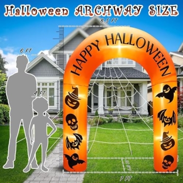 8FT Halloween Inflatable Archway with LED Lights - Spooky Decorations for Indoor and Outdoor Fun