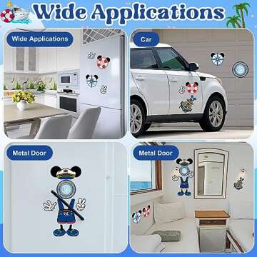 Qweryboo 10 Pcs Large Cruise Door Magnet Stickers, Cute Mouse Captain Sea Navigation Car Cruise Door Decorations Anchor Cruise Decor for Holiday Carnival Cruise Refrigerator Door(Blue)