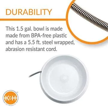 K&H Pet Products Thermal-Bowl Heated Water Bowl for Cats & Dogs Outside, Safety Listed Outdoor Heated Dog Bowl for Pets, Automatic No Freeze, Anti Chewy Cord - 1.5 Gallons Granite 25W
