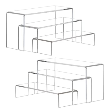 ANDGOO Display Risers - 6 Pcs Clear Acrylic Showcase for Collectibles