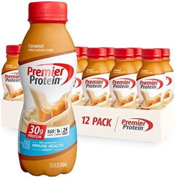 Premier Protein Liquid Protein Shake, Caramel, 30g Protein, 1g Sugar, 24 Vitamins & Minerals, Nutrie...