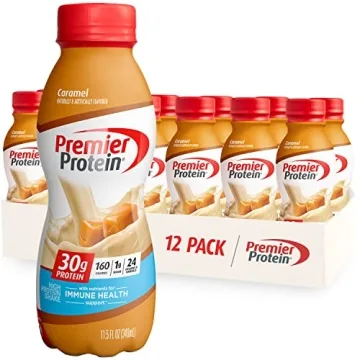 Premier Protein Liquid Protein Shake, Caramel, 30g Protein, 1g Sugar, 24 Vitamins & Minerals, Nutrie...