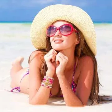 YALASOBA Preppy Bracelets Set Colorful White Gold Smile Heart Star Evil Eye Beaded Polymer Clay Pearl Stackable Charm Y2K Kidcore Summer Beach Bohemian Layering Bracelets Jewelry for Women Girls Teens (Pink)