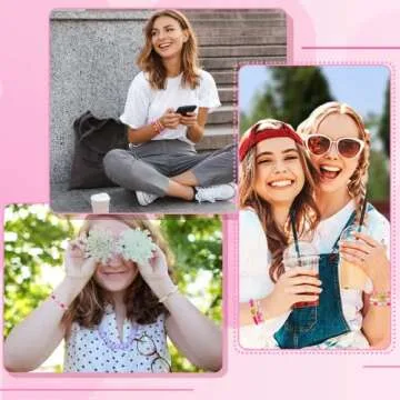 YALASOBA Preppy Bracelets Set Colorful White Gold Smile Heart Star Evil Eye Beaded Polymer Clay Pearl Stackable Charm Y2K Kidcore Summer Beach Bohemian Layering Bracelets Jewelry for Women Girls Teens (Pink)