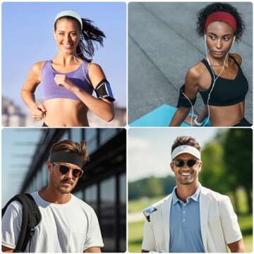 Fishinsea 8 Pack Sport Headbands for Women, Elastic Soft Fabric Non-Slip Hair Bands Hair Warp for Daily Workout Yoga Running Sports