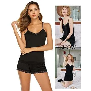 Avidlove Womens Cami Pajama Set Shorts Sexy Sleeveless Cotton Sleepwear Cute Nightwear Pjs