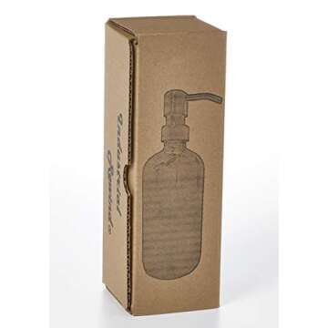 White Soap Dispenser with Antiqued Brass Pump - 16oz Glass Bottle Dispenser for Liquid Soap, Lotion or Shampoo by Industrial Rewind (White/Brass)