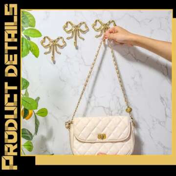 Elegant Gold Bow Knot Hooks for Home Decor and Organization