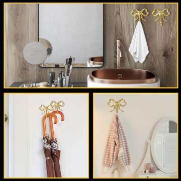 Elegant Gold Bow Knot Hooks for Home Decor and Organization