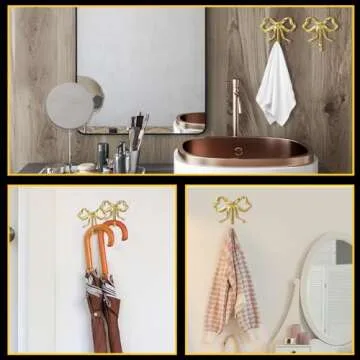 Elegant Gold Bow Knot Hooks for Home Decor and Organization