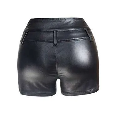 NASUN Women’s Casual Faux Leather High Waist Shorts - Trendy & Comfortable